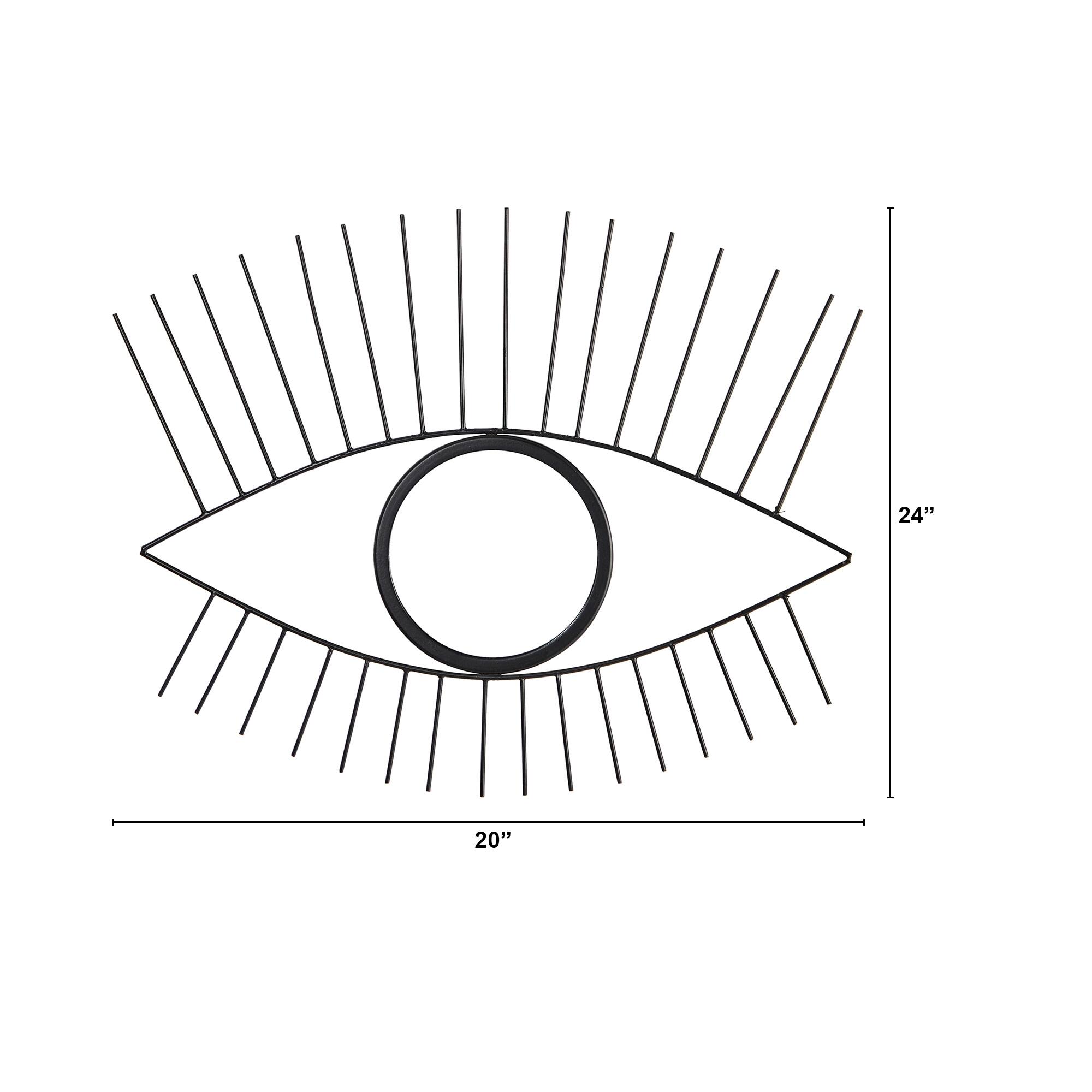 24" Black Metal Eye Wall Mirror
